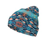 ZQYTGFDC Love Confessions Bonnet à pompon en tricot côtelé doux pour homme et femme, pour promenades à la campagne et festivals, unisexe pour adulte, Dauphins sous-marins, Taille unique