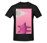 ZQYTGFDC Pink Sand Beach T-shirt léger à col rond pour homme, 100 % pur coton, Noir , 4XL