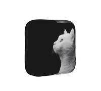 ZQYTGFDC Pochette d'hygiène féminine chat blanc regardant dans la distance, capacité de 6 à 10 tampons, petit organisateur pour sac à main, valise, cadeau pour filles et femmes