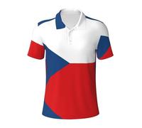 ZQYTGFDC Polo drapeau de la République tchèque, respirant et confortable, adapté pour les occasions d'affaires décontractées des hommes., Noir , XXL