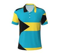 ZQYTGFDC Polo drapeau des Bahamas, respirant et confortable, adapté pour les occasions d'affaires décontractées pour homme., Noir , XL
