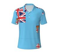 ZQYTGFDC Polo drapeau des Fidji, respirant et confortable, adapté pour les occasions d'affaires décontractées pour homme., Noir , XXL