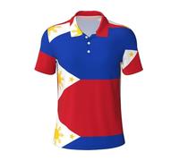 ZQYTGFDC Polo drapeau des Philippines, respirant et confortable, adapté pour les occasions d'affaires décontractées pour homme., Noir , L