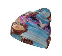 ZQYTGFDC Tyrannosaurus Bad Boy Bonnet à pompon en tricot côtelé doux pour promenades à la campagne et festivals, unisexe pour adulte, Girafe espiègle, Taille unique