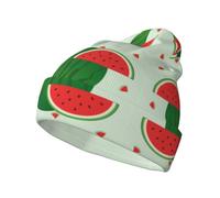 ZQYTGFDC Tyrannosaurus Bad Boy Bonnet à pompon en tricot côtelé doux pour promenades à la campagne et festivals, unisexe pour adulte, Pastèque dessin animé, Taille unique