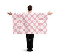 ZQYTGFDC White Chrysanthemum Texture Chart Poncho à manches pour une liberté de mouvement, idéal pour les fêtes et les célébrations