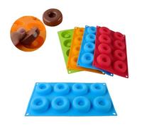 ZQZXD Lot de 4 Moules à Donuts en Silicone Anti-Adhésif - 8 Emplacements Réutilisables pour Gâteaux, Biscuits, Bagels, Muffins - Résistants au Four, Faciles à Démouler et Nettoyer