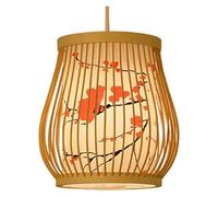 ZR98US 1-Pack Woven Pendant Light Wicker Hollow Lamp Shade Handmade Basket Lantern Ceiling Chandeliers Farmhouse Rattan Chandelier