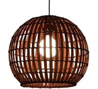ZR98US 11.8 in Natural Wicker Shape Shade Rustic Cage Ceiling Pendant Lights Southeast Asia Style Restaurant Lamp Fixtures, Chandelier