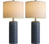 ZR98US 27.5" Noir Bleu Céramique Éclairage, Ensemble de Deux, Éclairage Salle à Manger Nuit, Table de Chevet, Bureau Adapté aux Chambres d'Hôtel, Bureau, Dormatoire