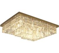 ZR98US 3-Layer Luxury Raindrop Crystal Square Dimmable Flush Mount Ceiling Light, Chandelier