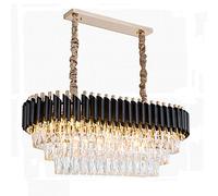 ZR98US 3 Layers Boutique Decoration Living Ceiling Fixtures Compatible with Dining Room Bar, Luxury Long Ellipse Crystal During Lig Gold Adjustable Chandelier-Gold and Black 80cm, Vintage
