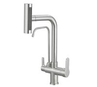 ZR98US 3 Way Kitchen Sink Faucet with Sprayer, Brushed Nickel, 3 Mode Rotatable Drinking Water Tap for Easy Use and Versatile Functionality