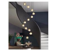 ZR98US American Loft Stairs G9 Pendant Lights Gold Luxury Metal K9 Crystal Luminarias Fixtures, Chandelier