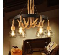 ZR98US American Retrohemp Rope Nostalgic Loft Industrial Style Internet Cafe Restaurant, Chandelier