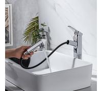 ZR98US Basin Faucet with Pull Out Sprayer, 3 Modes, Brass Single Hole Mixer Tap for Bathroom, Bar, RV - Bathroom Sink Tap