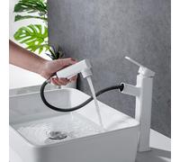 ZR98US Basin Faucet with Pull Out Sprayer, 3 Modes, Brass Single Hole Mixer Tap for Bathroom, Bar, RV - Bathroom Sink Tap