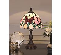 ZR98US Bedroom Lamps for Living Red Butterfly Pastoral Antique Luxury Style Handmade Glass Table Lamp Bedside Bed Room Children's Light 8 inch