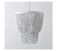 ZR98US Bedroom White Pendant Light Coffee Colour Wooden Bead Home Decoration Foyer Living Room Lights, Chandelier