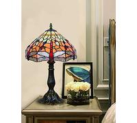 ZR98US Bedside Lamps Lamp for Bedroom Living Room Yellow Dragonfly and Pearl Warm Coloured Series Table Lamp12-Inch/European Vintage Style Stained Glass