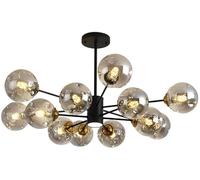 ZR98US Black Bubble Dining Room Table Amber Glass Farmhouse Sputnik Luxury Chandelier Ceiling Industrial Pendant Light for