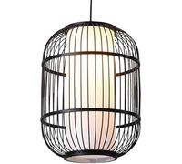 ZR98US Black Cage Pendant Parchment Lamp Shade Farmhouse Wicker Rattan Basket Chandeliers Boho Light Fixtures Hollow Shape Ceiling Lights, Chandelier