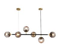 ZR98US Boutique Long Glass Chandelier,Boutique Decoration Gold Chandelier Molecules Brass Plating Ceiling Fixture During Light Dining Kitchen Island Bedroom -Black and