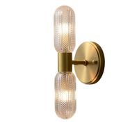 ZR98US Brass Glass, Gold Lamp Indoor 2-Lights Up and Down Dimmable Wall for Bedroom Living Room Bathroom