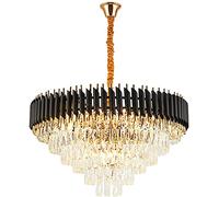 ZR98US Chandelier Pendant Ceiling Boutique Decoration Chandeliers Light Fixture for Dining Rooms Entryway Living Room Fringe Raindrop Round Hanging Style-Black 75cm