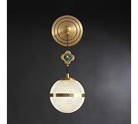 ZR98US Copper Brass Industrial V-intage Luxury 12cm Globe Drop Fixture Bedroom Corridor Light Retro Crystal Glass Sphere Wall Lamp, Chandelier