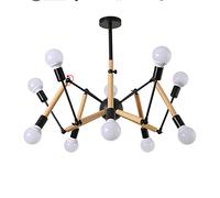 ZR98US Creative Personality Solid Wood Molecular Light, Atmospheric Chandelier,Living Dining Room Bedroom, Nordic Mechanical Chandelier-Black. 6 Head