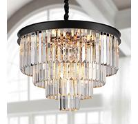 ZR98US Crystal 24”/60Cm Round Dining Room 12 Ceiling Pendant Lig Fixture Raindrop Luxury Gold Flush Mount Chandelier for Entryway Living