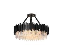 ZR98US Crystal Chandelier Luxury Pendant Light Black Stainless Steel Hanging Lamp Living Dining Room Kitchen Loft, Chandelier,Ceiling