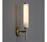 ZR98US Cylindrical Alabaster, Nordic Natural Stone Light Brushed Copper Long Strip Wall Lamp for Living Room Restaurant