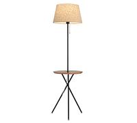 ZR98US Debout d'origine en métal lampadaire Table Bois Moderne Trépied Tripod Floor Light avec Tissu à la Lampe pour Chambre de Bureau