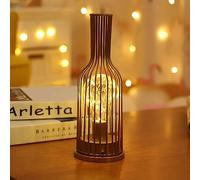 ZR98US Desk Lampe de Chevet Bedside Lamp Night Creative Wine Bottle Shape Iron Copper Line Light Romantic Room Bedroom Decorative Table Lamp(Color:F,Size:)