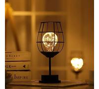 ZR98US Desk Lampe de Chevet Bedside Lamp Night Creative Wine Bottle Shape Iron Copper Line Light Romantic Room Bedroom Decorative Table Lamp(Color:F,Size:)