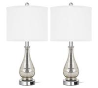 ZR98US en Verre Pouces 2-Pack avec USB C 5 V 2.1a Port Charge pour Lampe Table Chevet de Chambre à Coucher adaptée Salon, dortoir, au Bureau,