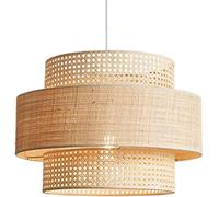 ZR98US Farmhouse Pendant Light Beige Linen Cage Lamp Shade Coastal Handmade Woven Japanese Style Rattan Ceiling Lamps, Chandelier