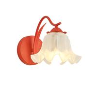 ZR98US Floral, Nordic Lily Light Frosted Acrylic Shade Wall Lamp for Bedroom Stairway Living Room Hallway Farmhouse(Red)