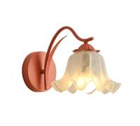 ZR98US Floral, Nordic Lily Light Frosted Acrylic Shade Wall Lamp for Bedroom Stairway Living Room Hallway Farmhouse(Red)
