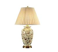ZR98US for lampsModern Glazed Glaze New Chinese -Style All -Copper Ceramic Table Lamp Bedroom Bedside Lamp(Color:A,Size:Button)