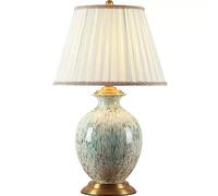 ZR98US for lampsModern Glazed Glaze New Chinese -Style All -Copper Ceramic Table Lamp Bedroom Bedside Lamp(Color:A,Size:Button)