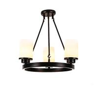 ZR98US Frosted White Glass Shade,Antique Vintage Ceiling for Kitchen Island,Rustic Wagon Wheel During Light, Round Iron Chandelier-Black. 8 Head
