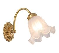 ZR98US Glass Flower, Vintage Frosted Lampshade Mounted Lamp Antique Brass Wall Light for Bedroom Living Room Farmhouse