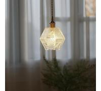 ZR98US Glass Single Head Brass Socket Geometric Shading Luminaires Kitchen Island Living Room Bar, Chandelier