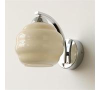 ZR98US Globe Glass, Nordic Ribbed Lamp Curved Arm Wall Light for Corridor Bedside Bathroom Living Room Hotel(Beige)