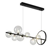 ZR98US Globe Hanging Ceiling Light,Vintage Industrial During Branch Light Fixture,G9 Art Chandelier,Long Chandelier Black with Explosion-Proof Glass Shade for Dining-Black cle
