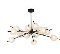 ZR98US Industrial Rustic Sputnik G9 Pendant Compatible with Farmhouse Hanging Ceiling Light Adjustable Height Black and Gold Finish, Chandelier