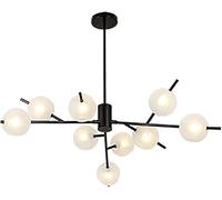 ZR98US Industrial Rustic Sputnik G9 Pendant Compatible with Farmhouse Hanging Ceiling Light Adjustable Height Black and Gold Finish, Chandelier